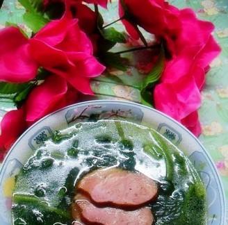 菠菜肉片豆腐泡汤的做法（家庭美食）