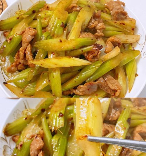 一道美味健康的乡芹炒羊肉（健康鲜美的家常美食）